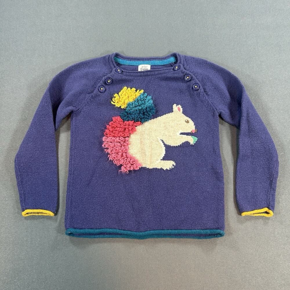 Mini Boden Purple Squirrel Long Sleeve Sweater 6-7Y